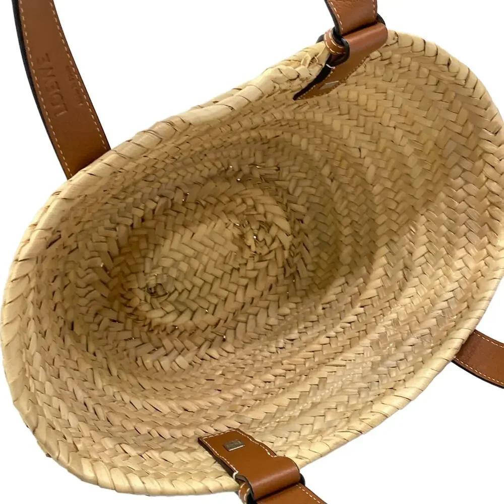 Loewe Basket Bag Small Tote Bag Natural (Beige) Tan (Brown) Palm Leaf Calf